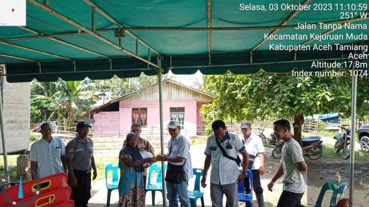 Manajemen Kebun Pulau Tiga PT Perkebunan Nusantara I (PTPN1), menyalurkan bantuan  kepada musibah kemalangan  di Desa Tanjung Genteng  Kecamatan Kejuruan Muda  Aceh tamiang.